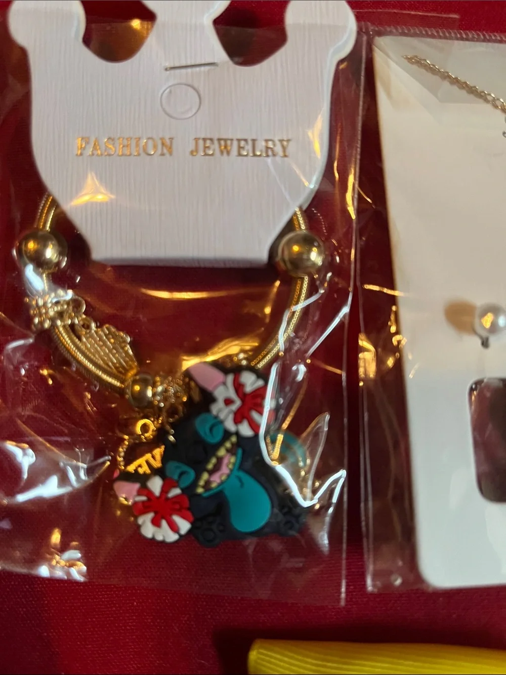Fashion Jewelry Pink Yellow Teal Kids Bow and Charm Jewelry Set